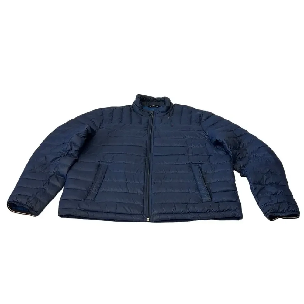 Tommy Hilfiger Men's Natural Down Packable Jacket Navy Size XL Nylon Lightweight